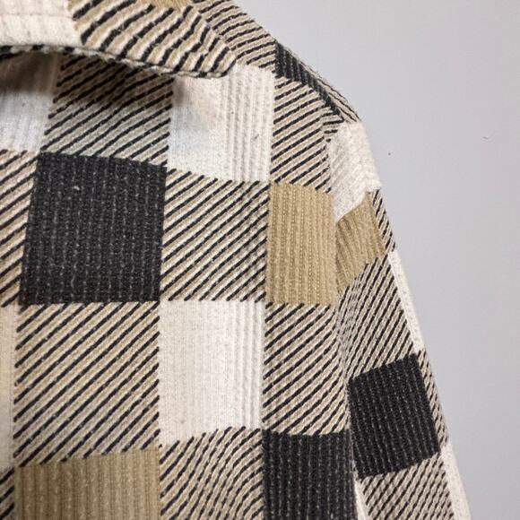 Classic Elements Woman Plaid Flannel Button Shirt Neutral Check 1X Soft Autumn - Picture 6 of 9